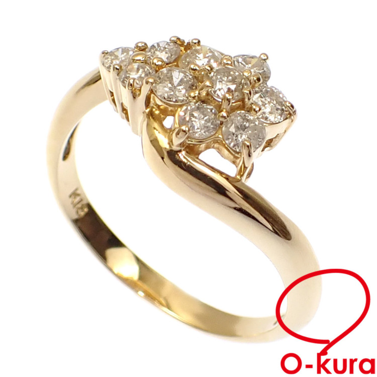 美品 K18 ダイヤモンド デザインリング 指輪 12号 ジュエリーファッション