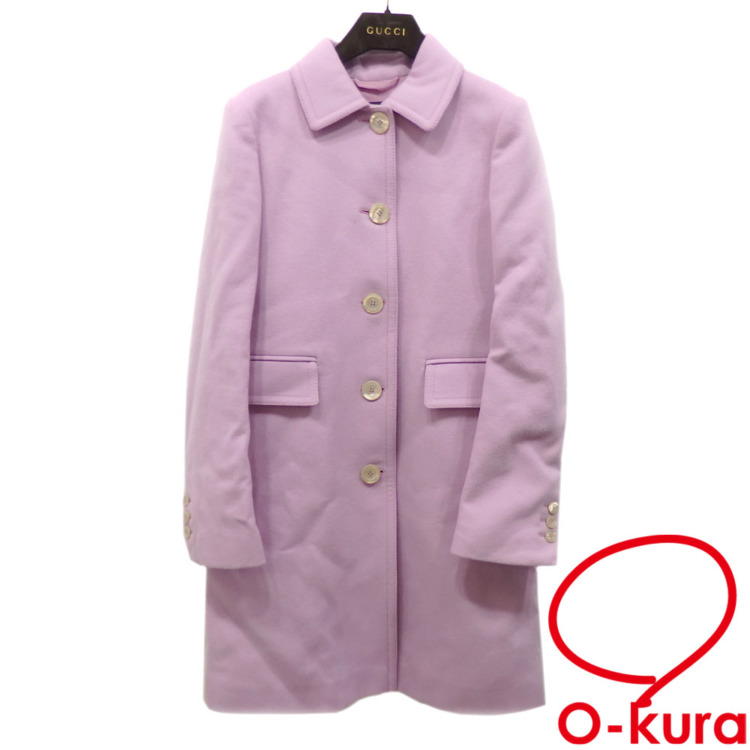 中古 グッチ コート レディース 長袖 ミディ丈 ウール他 パープル系 サイズ36 古着 アパレル 値下げしました】 【中古】 グッチ コート レディース 長袖 ミディ丈