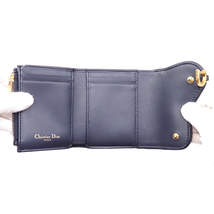 Dior 三つ折り財布 ネイビー/ベージュ Dior 三つ折り財布 ネイビー/ベージュ Dior 三つ折り財布 ベージュ
