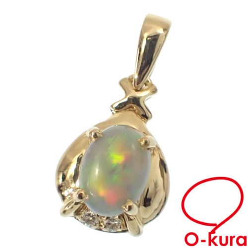 オパール　ペンダントトップ　ダイヤモンド 中古】 オパール ダイヤモンド ペンダントトップ レディース K18YG
