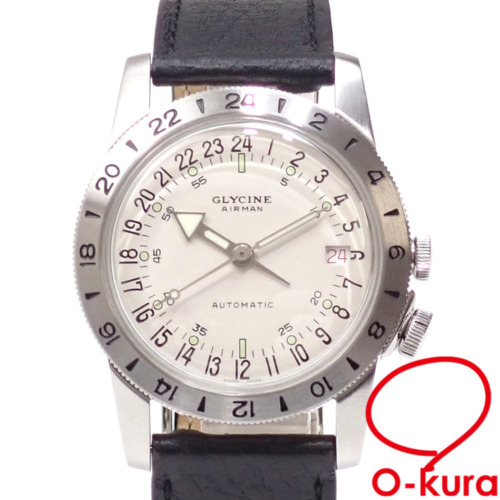 中古】 グライシン 腕時計 エアマン メンズ オートマ SS 革ベルト