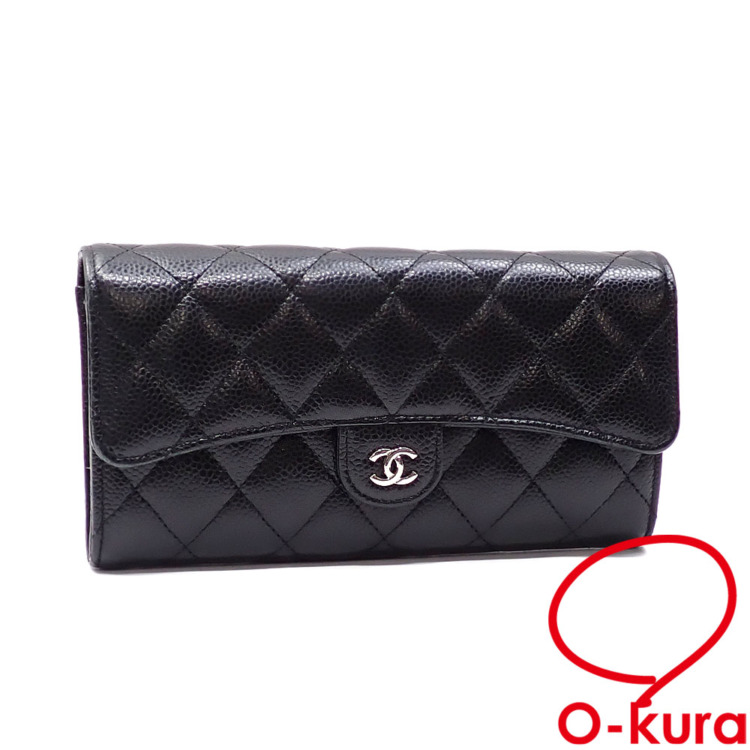 中古】 シャネル 二つ折り 長財布 マトラッセ ロングウォレット