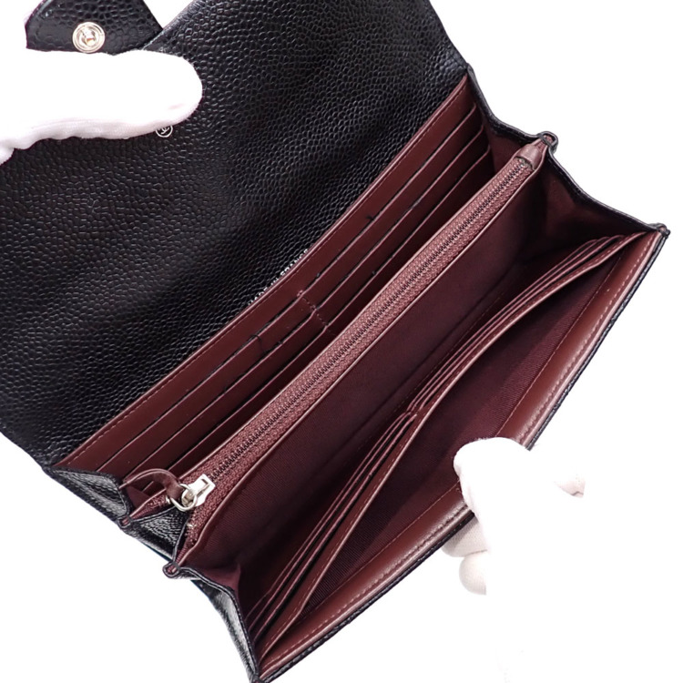 中古】 シャネル 二つ折り 長財布 マトラッセ ロングウォレット