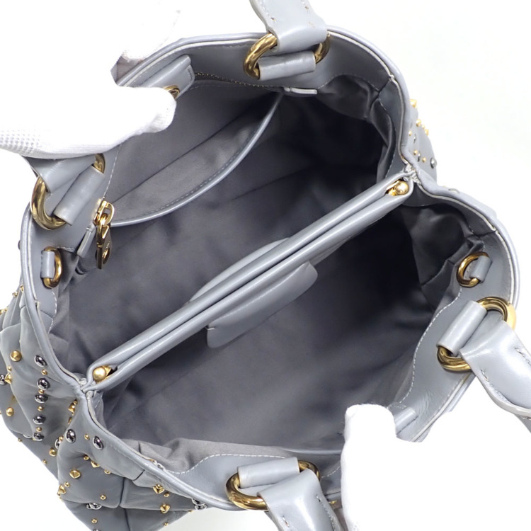 中古】 ミュウミュウ ハンドバッグ レディース グレー カーフレザー