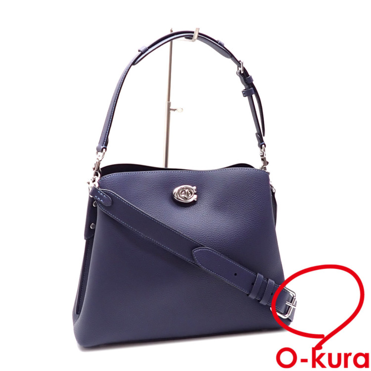 中古未使用品 コーチ ウィロウ ショルダーバッグ レディース ダークネイビー ポリッシュドペブルレザー C2621 LHLIE 肩掛け 斜め掛け ハンド 2WAY 中古】【未使用品】 コーチ ウィロウ ショルダーバッグ レディース