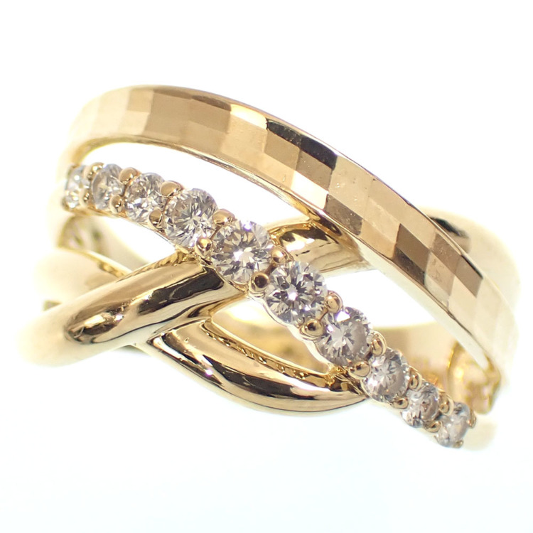 中古】 ダイヤモンド リング レディース K18YG 13号 0.31ct 5.5g 18金