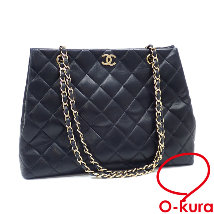 中古 シャネル チェーントートバッグ マトラッセ レディース ブラック 黒 ラムスキン A12811 ショルダー 肩掛け ココマーク レザー ゴールド 中古】 シャネル チェーントートバッグ マトラッセ レディース