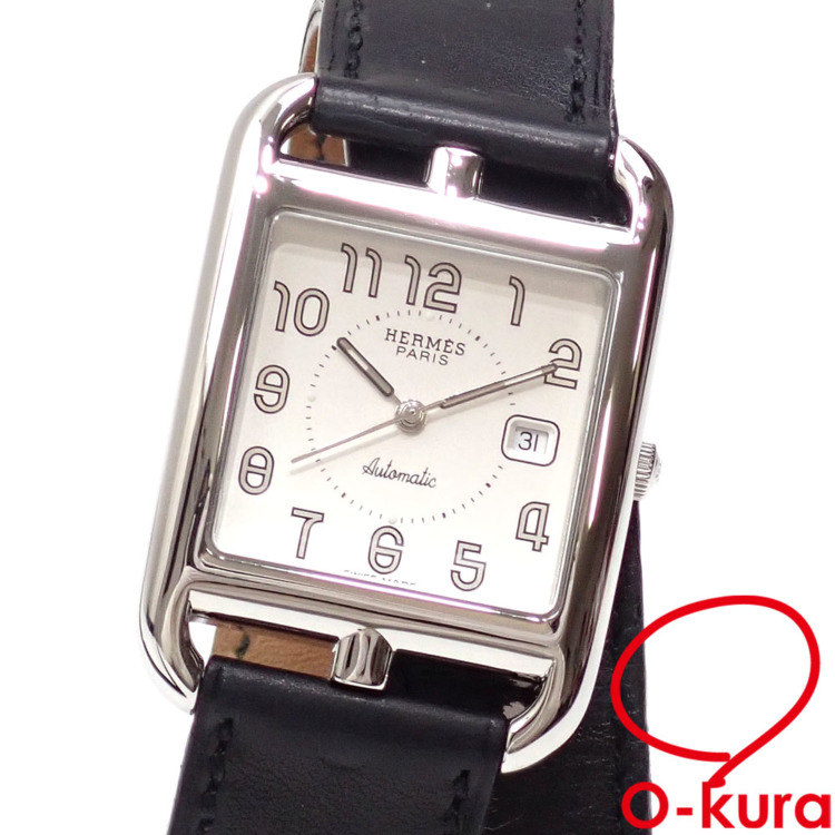 中古】 エルメス 腕時計 ケープコッド メンズ オートマ SS 革ベルト