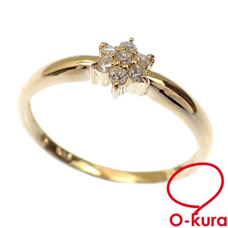 ダイヤモンドリング　K18yg ゴールド　14号 中古】 ダイヤモンド リング レディース K18YG 14号 1.7g 指輪 750 18