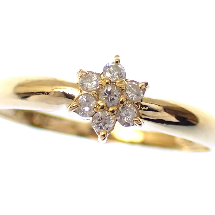 中古】 ダイヤモンド リング レディース K18YG 14号 1.7g 指輪 750 18