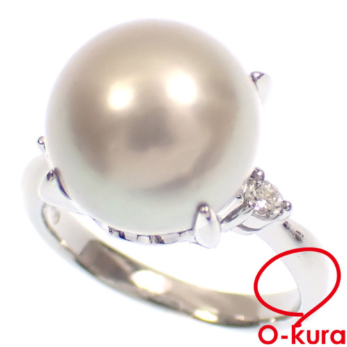 中古】 パール ダイヤモンド リング レディース Pt900 10.5号 0.10ct