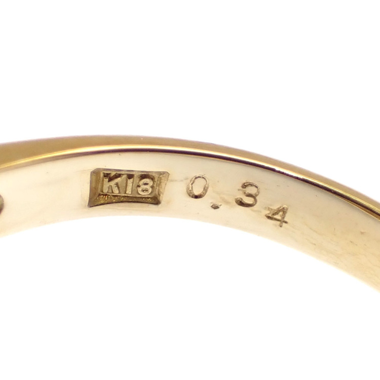 中古】 ダイヤモンド リング レディース K18YG 12号 0.34ct 3.7g 指輪