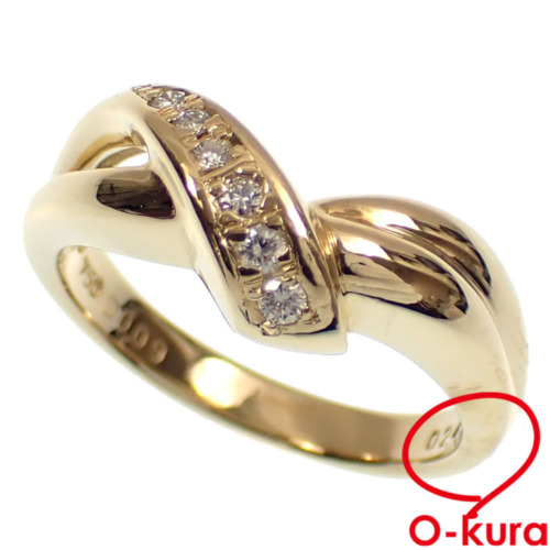 ダイヤモンドリング　K18yg ゴールド　14号 中古】 ダイヤモンド リング レディース K18YG 14号 0.247ct/0.09ct
