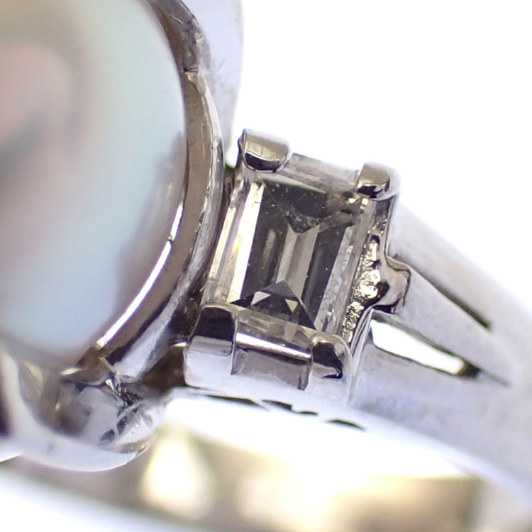 中古】 パール ダイヤモンド リング レディース Pt900 10号 11.0mm