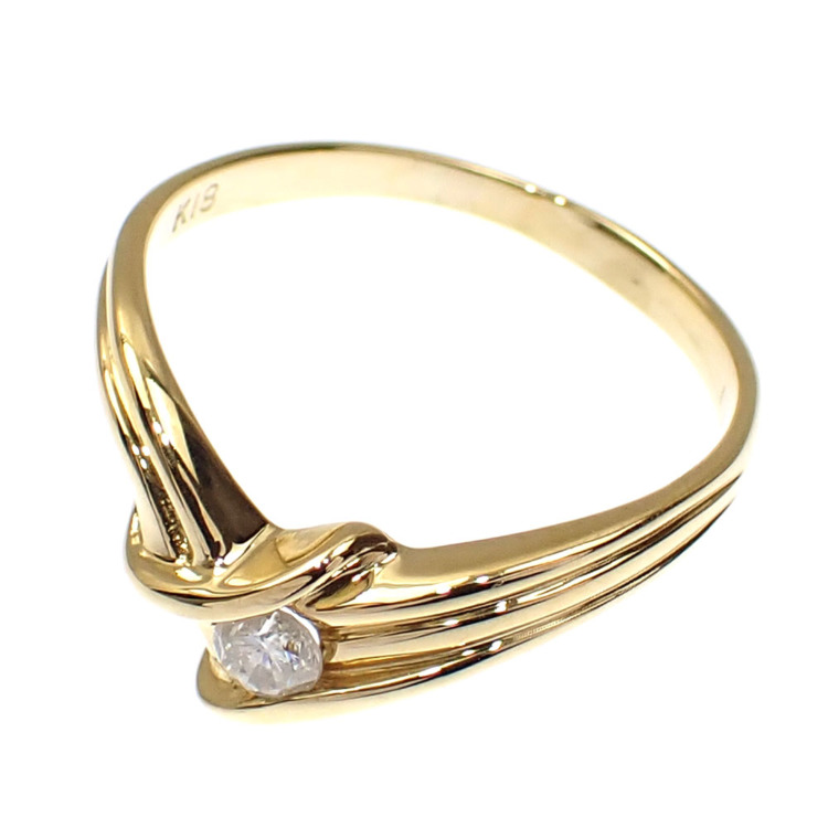 (C103108)K18 YG リング ダイヤモンド0.14ct 約11～12号 K18YG ダイヤモンド リング 0.14CT