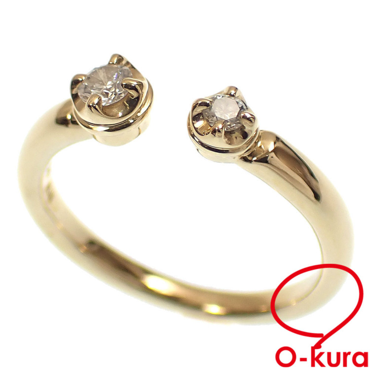 4℃　K18YGダイヤモンドリング　11号 中古】 4℃ ダイヤモンド リング レディース K18YG 11号 3.2g 18金 750