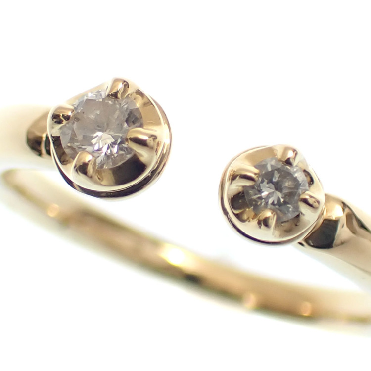 中古】 4℃ ダイヤモンド リング レディース K18YG 11号 3.2g 18金 750