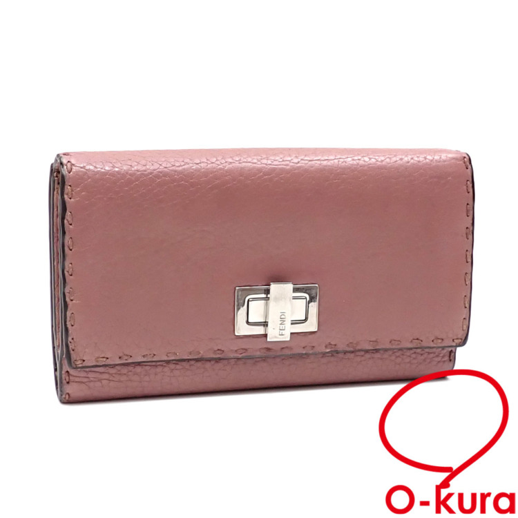中古】 フェンディ 二つ折り 長財布 レディース ピンク系 レザー
