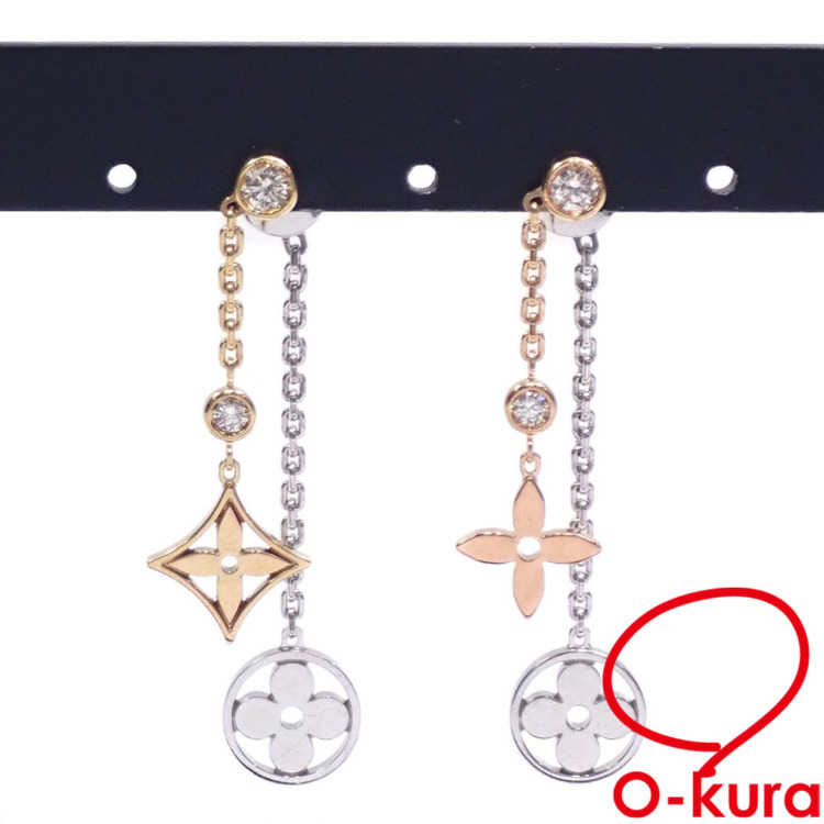 中古】 ルイ・ヴィトン ピアス モノグラム・イディール ダブルチェーン