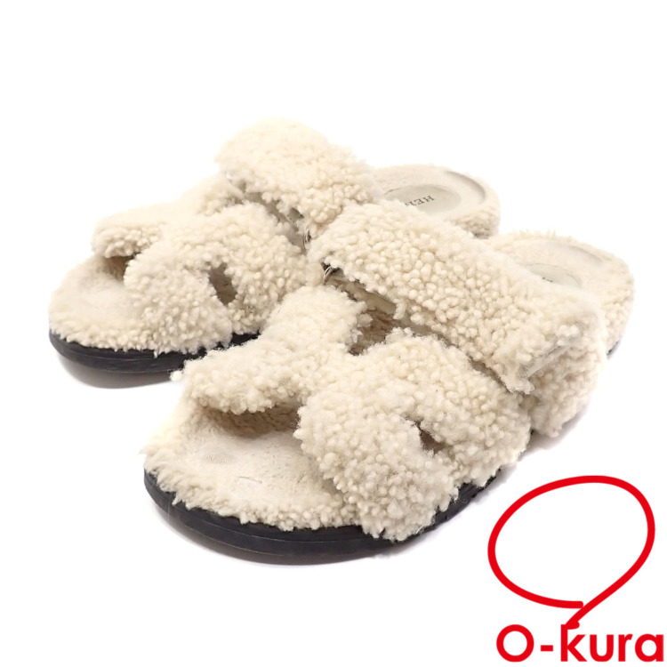 中古】 エルメス シプレ サンダル レディース ホワイト系 23.0cm 36