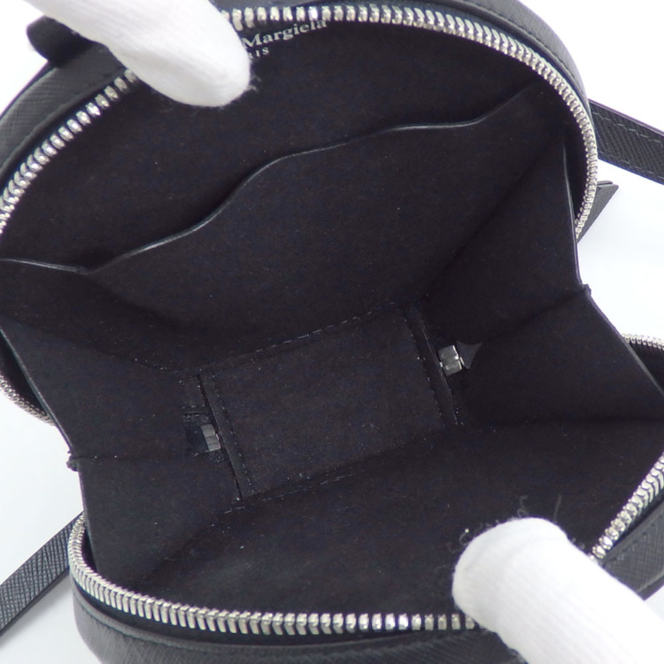 中古 メゾンマルジェラ ショルダーバッグ ミニラウンドバッグ レディース ブラック 黒 カーフレザー SA2VL0016P6799T8013 斜め掛け 4 中古】 メゾンマルジェラ ショルダーバッグ ミニラウンドバッグ