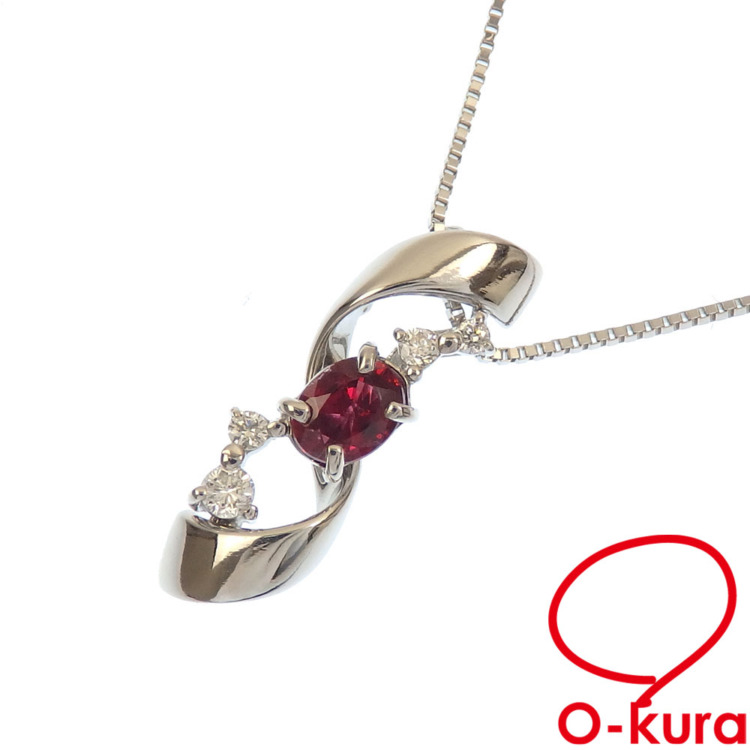 天然ルビーネックレス　(pt850) 中古】 ルビー ダイヤモンド ネックレス レディース Pt850 Pt900 R0