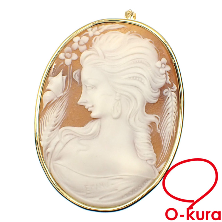 中古】 カメオ ペンダントトップ レディース K18YG 20.2g 750 18金