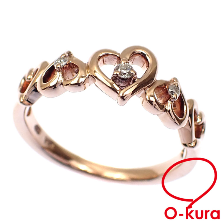 K10PGダイヤモンドリング　#10　　中古品 中古】 4℃ ダイヤモンド リング レディース K10PG 10号 2.6g 指輪 10金