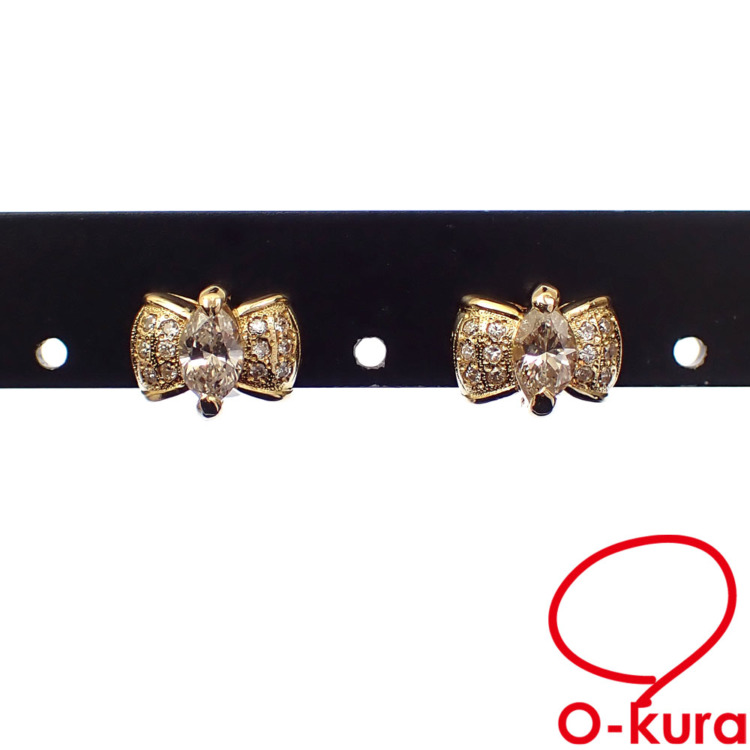 中古】 ジュエリーマキ ダイヤモンド ピアス レディース K18YG 0.32ct