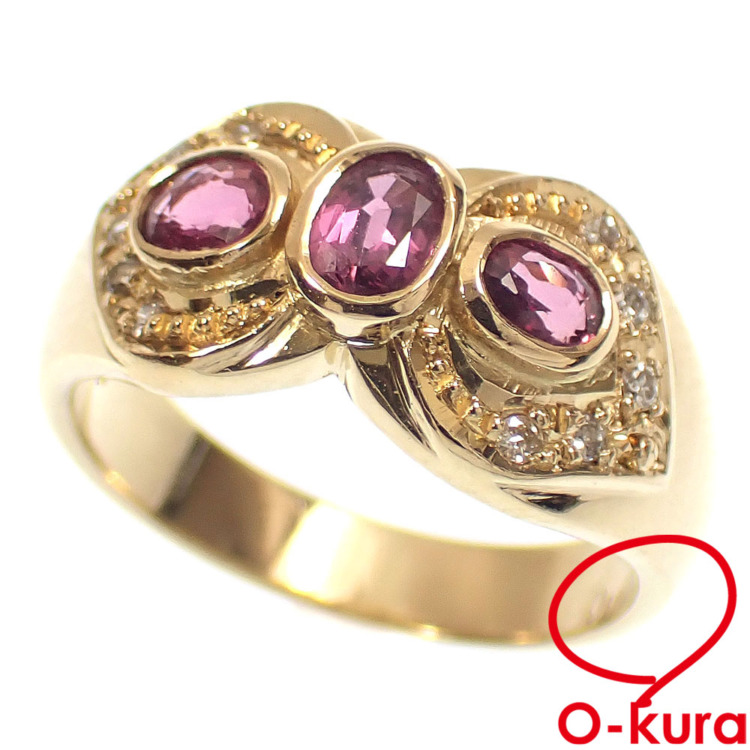 【中古】 ルビー ダイヤモンド リング レディース K18YG 13.5号 0.88ct/0.10ct 7.1g 18金 750 イエローゴールド 指輪