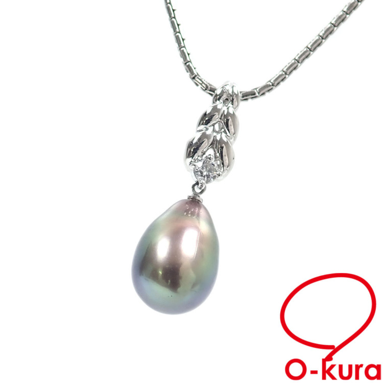 【中古】 パール ダイヤモンド ネックレス レディース Pt900 Pt850 11.0mm 17.8g プラチナ 真珠