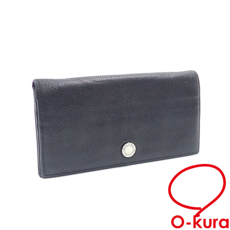 【中古】 ブルガリ 二つ折り 長財布 メンズ ブラック 黒 レザー