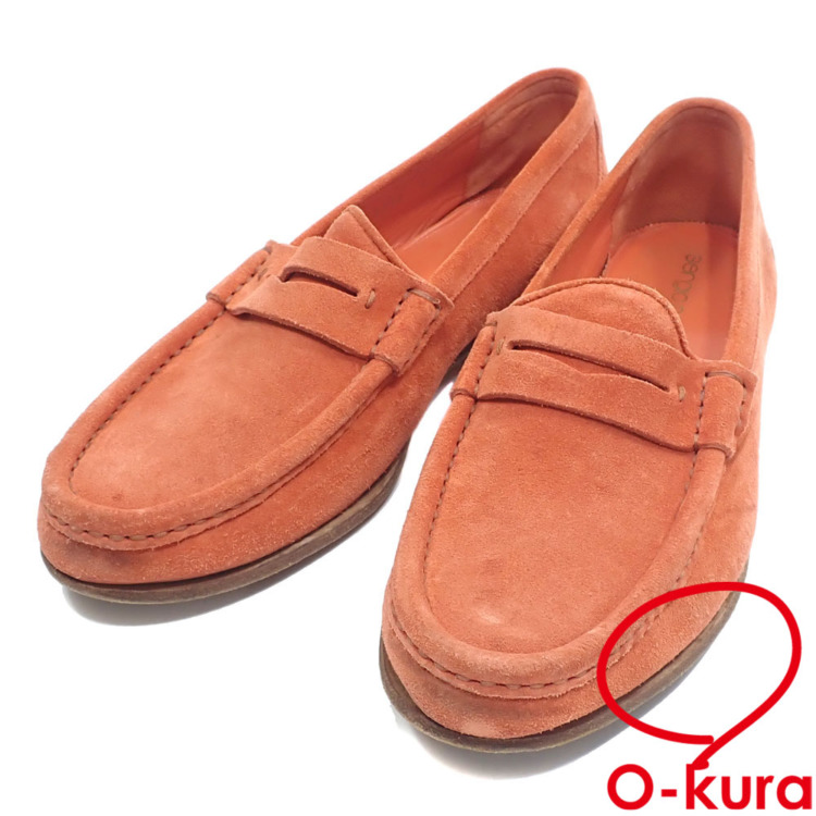 【中古】 セルジオロッシー ローファー メンズ スエード カーフスキン オレンジ サイズ6 約25.0cm 古着 アパレル 靴