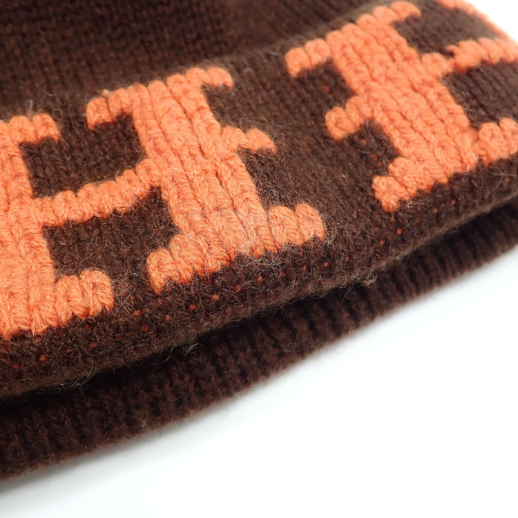 【中古美品】HERMESエルメス　ブラウン ニット帽　カシミヤ100% 中古】 エルメス ニット帽 帽子 メンズ カシミヤ ブラウン SMサイズ
