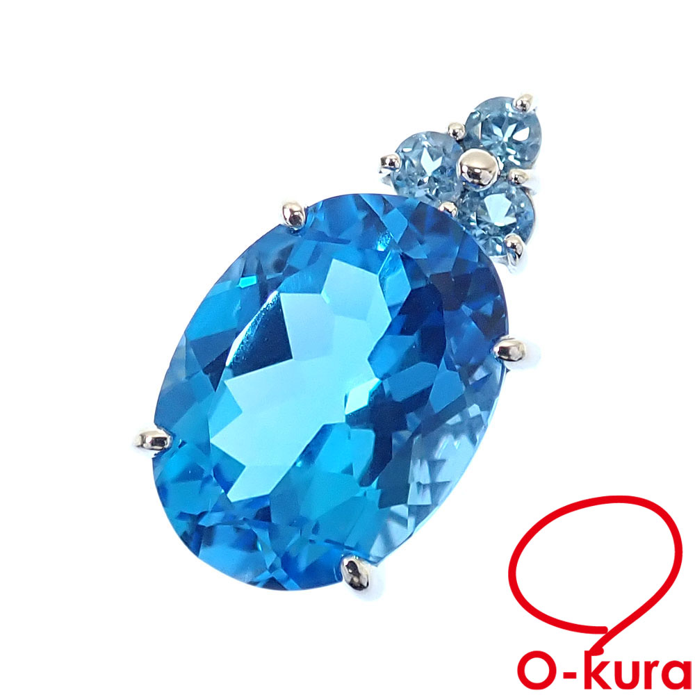 中古】 ブルートパーズ ペンダントトップ レディース K14WG 11.23ct