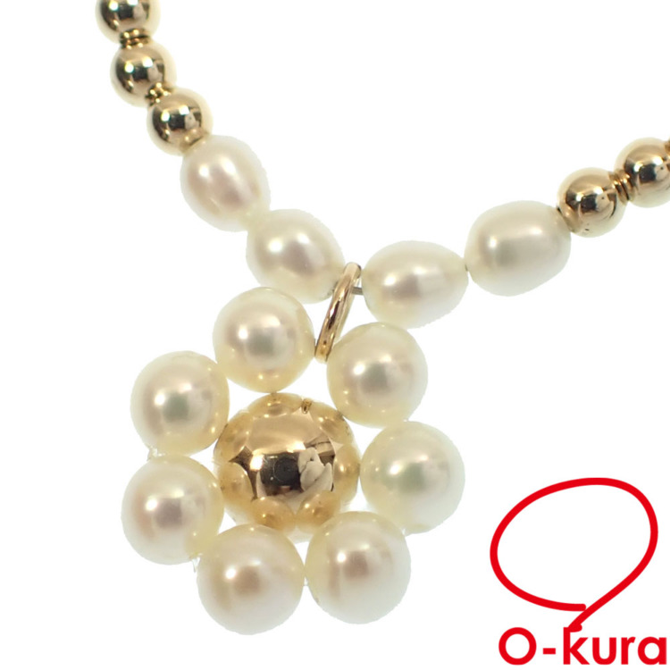 【中古】 パール ネックレス レディース K14YG 3.6mm-3.7mm 8.4g 14金 イエローゴールド 真珠