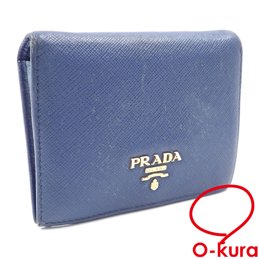 【中古】 プラダ 二つ折り 財布 レディース ブリエッタ サフィアーノレザー 1MV204