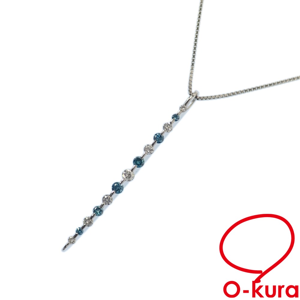【中古】 ダイヤモンド 色石 ネックレス レディース Pt850 Pt900 0.38ct 0.32ct 5.6g プラチナ