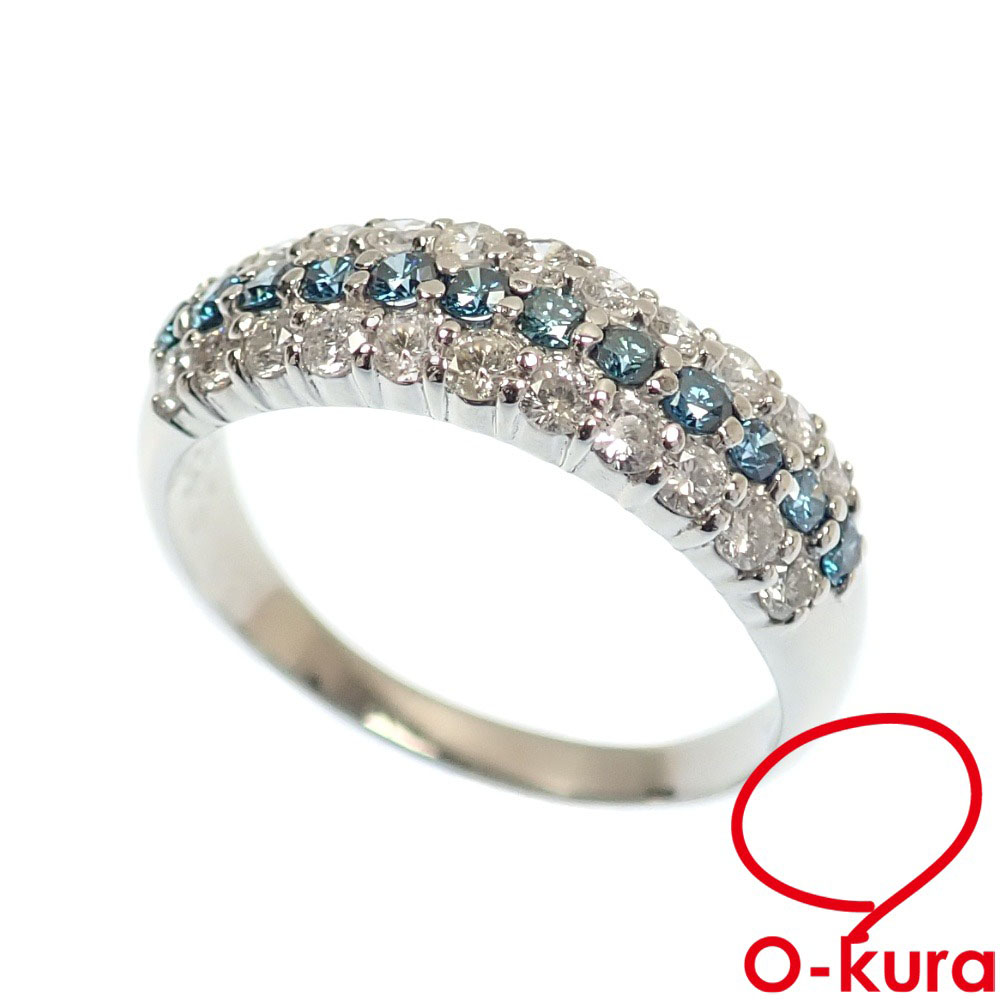 【中古】 ダイヤモンド リング レディース Pt900 17号 0.65ct 0.39ct 5.9g プラチナ 指輪