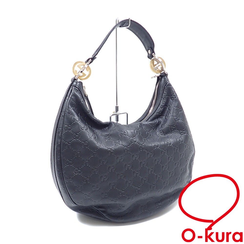 【中古】 グッチ ショルダーバッグ レディース ブラック 黒 レザー 232962 ゴールド金具 シルバー金具