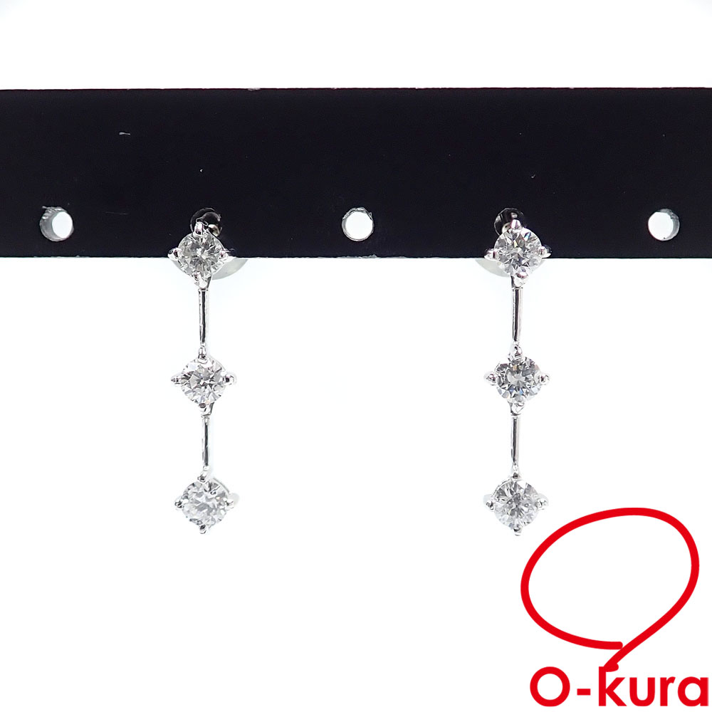 【中古】 ダイヤモンド ピアス レディース K14WG 0.25ct/0.25ct 1.0g 14金 ホワイトゴールド