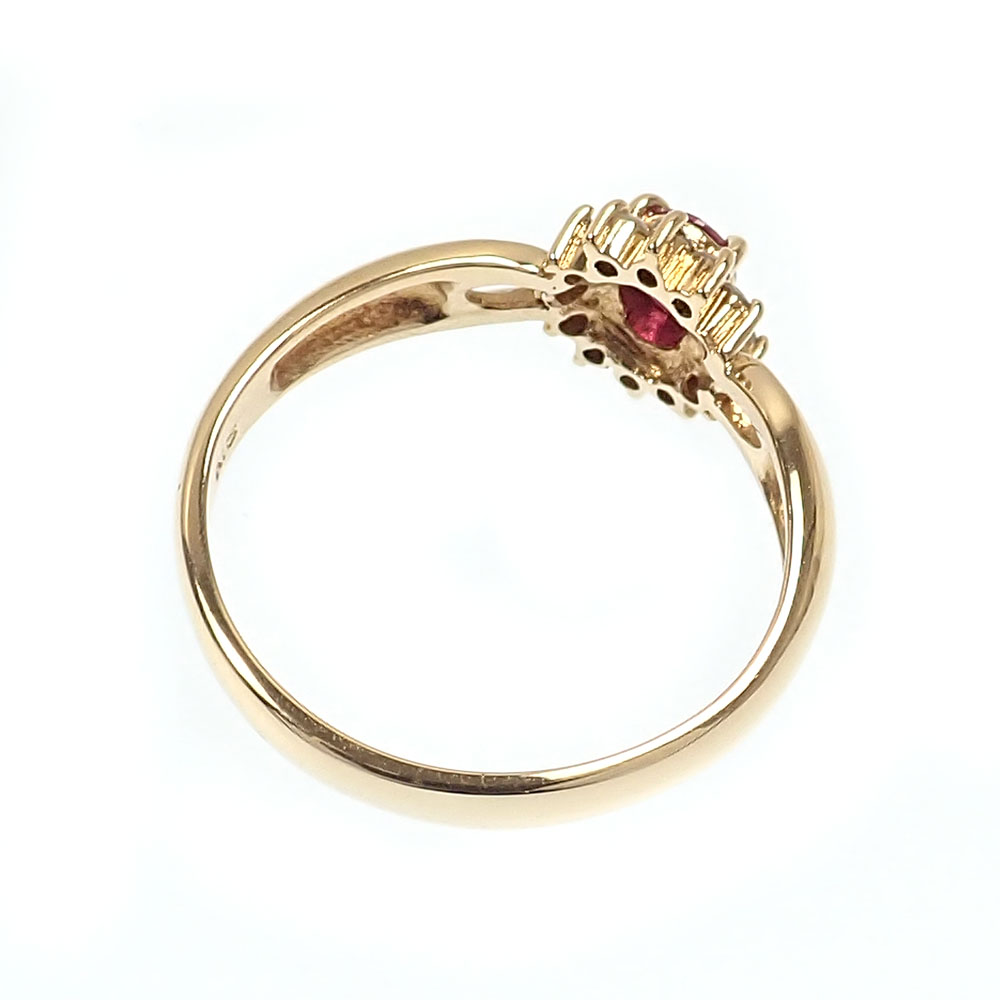 中古】 ルビー ダイヤモンド リング レディース K18YG 8号 0.09ct 2.1g