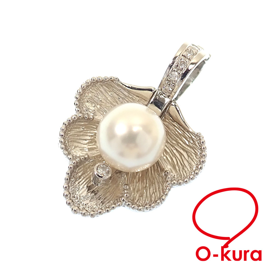 【中古】 ジュエリーマキ パール ダイヤモンド ペンダントトップ レディース Pt900 8.9mm 0.06ct 10.2g プラチナ ペンダントヘッド 真珠