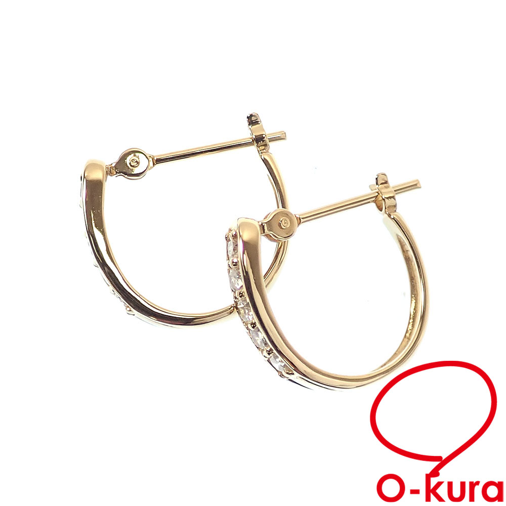 【中古】 ダイヤモンド フープ ピアス レディース K18YG 0.10ct 0.10ct 1.8g 18金 イエローゴールド 750
