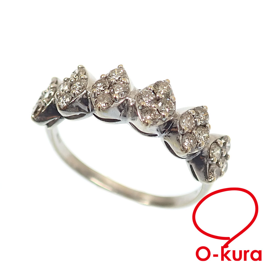 【中古】 ダイヤモンド リング レディース K18WG 10号 1.00ct 2.6g 18金 ホワイトゴールド 750 指輪