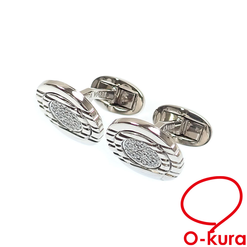 【中古】 ピアジェ ダイヤモンド カフス メンズ K18WG 27.9g 18金 ホワイトゴールド 750 カフリンクス