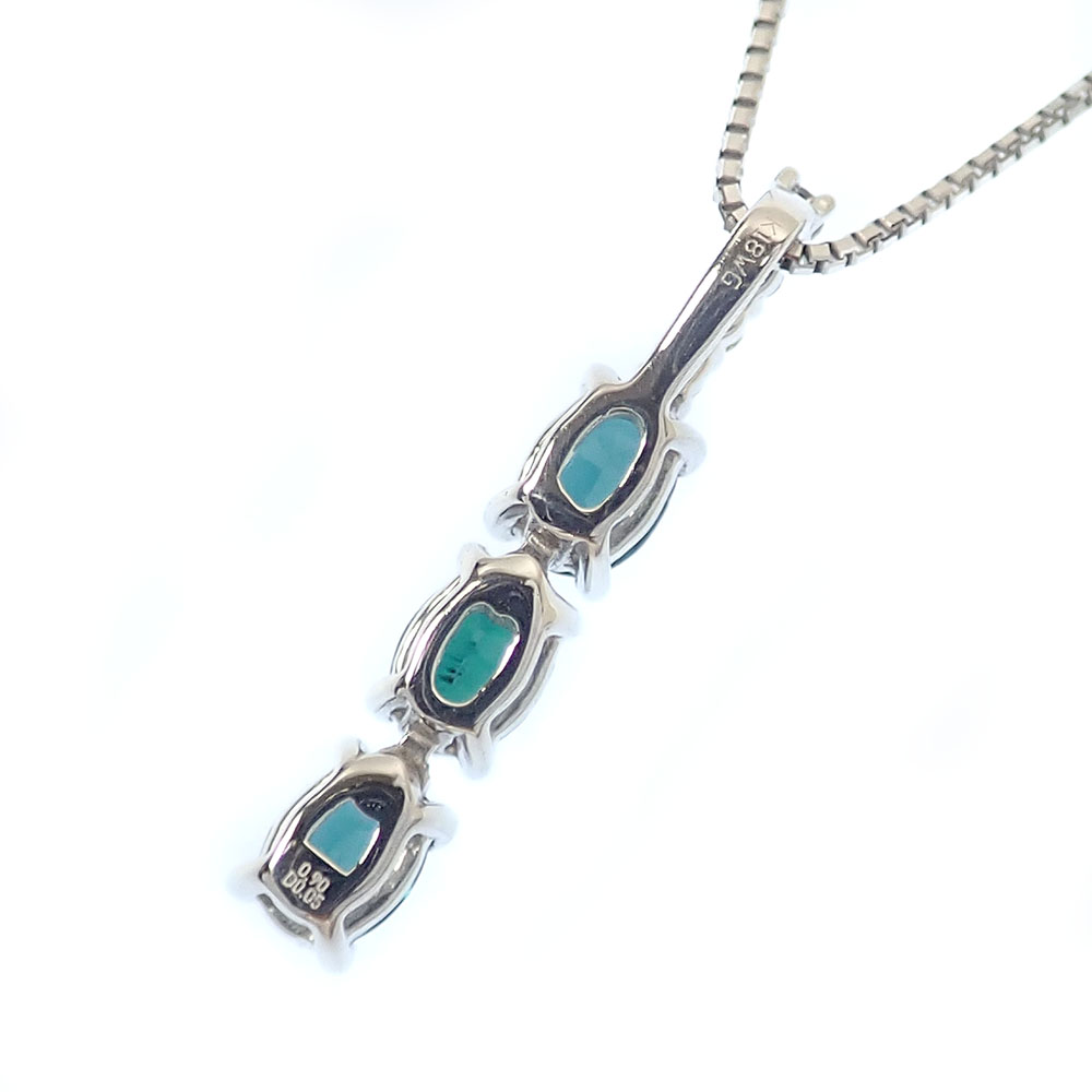 中古】 ブルートパーズ ダイヤモンド ネックレス レディース K18WG