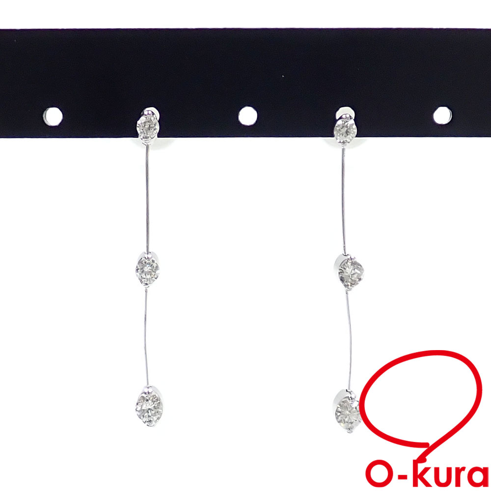 【中古】 ダイヤモンド ピアス レディース K18WG 0.15ct/0.15ct 1.4g 18金 ホワイトゴールド 750