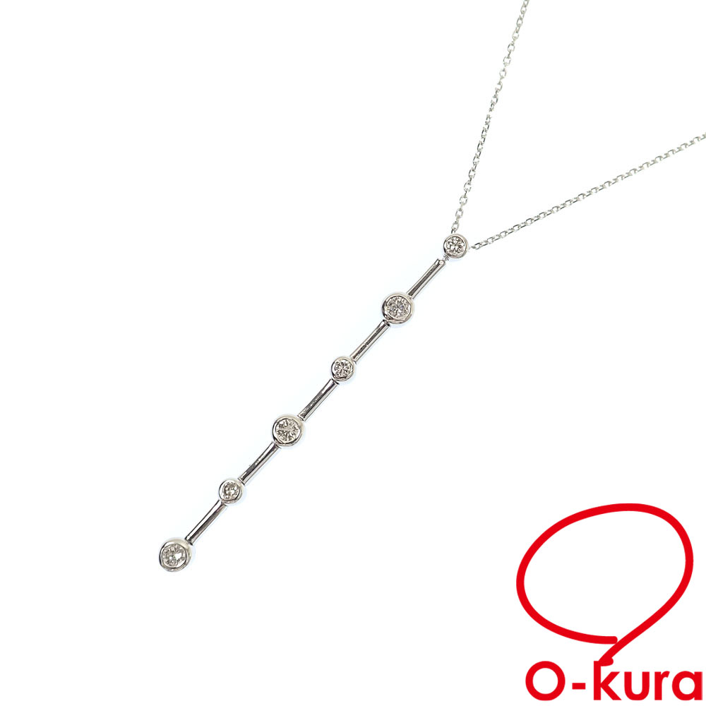 【中古】 ダイヤモンド ネックレス レディース K18WG 0.30ct 2.8g 18金 ホワイトゴールド 750 アジャスター付き