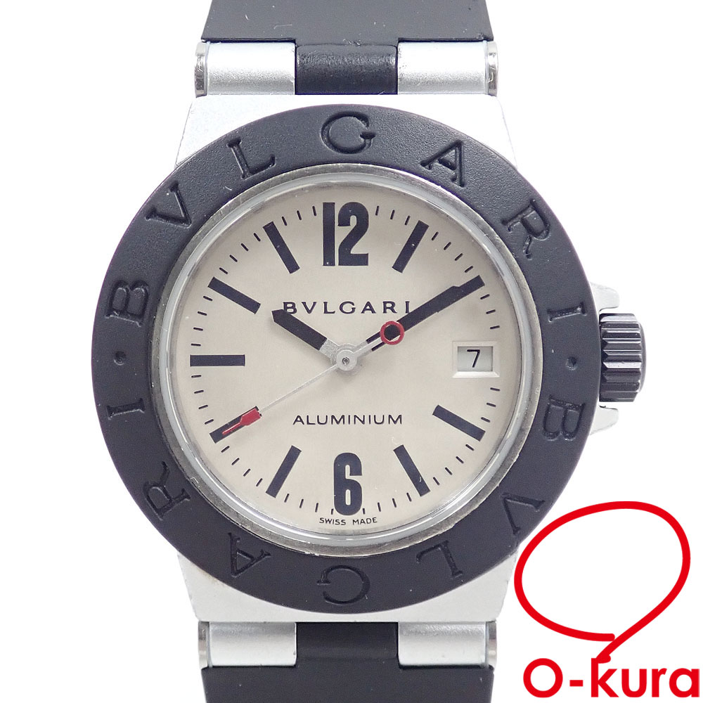 【中古】 ブルガリ 腕時計 アルミニウム レディース クォーツ ラバーベルト AL29TA 電池式